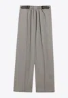Loewe Mélange Wool Pants With Belt In Gray