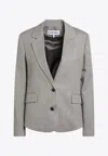 Loewe Mélange Wool Single-breasted Blazer In Gray