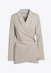 Loewe Beige Melange Wool Wrap Jacket In Sand