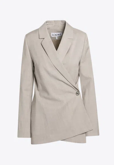 LOEWE MELANGE WOOL WRAP BLAZER