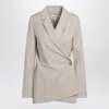 Loewe Beige Melange Wool Wrap Jacket In Gray