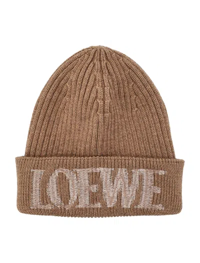 Loewe Men's 100% Wool Hat In Light Brown