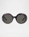 Loewe Men's Anagram Acetate And Nylon Round Sunglasses In Black
