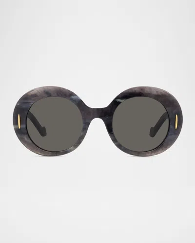 Loewe Men's Anagram Acetate And Nylon Round Sunglasses In Black
