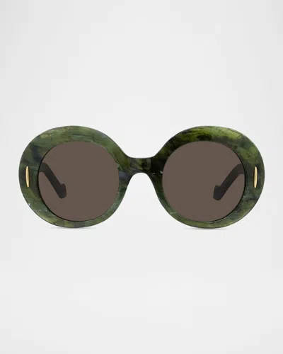 Loewe Men's Anagram Acetate And Nylon Round Sunglasses In Brown