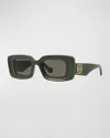 Loewe Men's Anagram Acetate-nylon Rectangle Sunglasses In Sdkgrnbrn