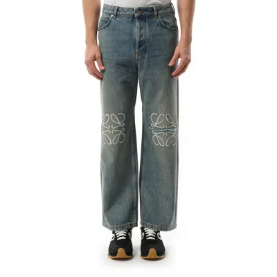 LOEWE MEN'S ANAGRAM BAGGY DISTRESSED JEANS AF