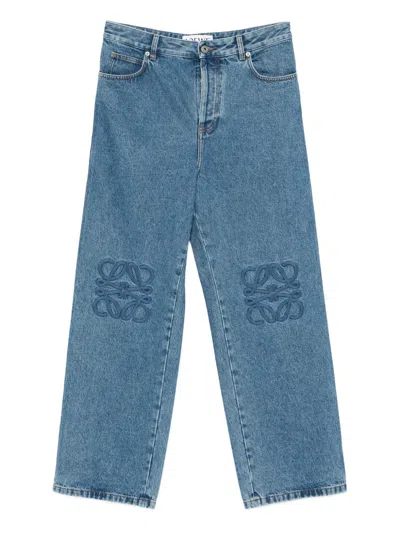 Loewe Men Anagram Denim Jeans In Blue