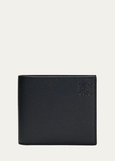 Loewe Men's Anagram Bifold Leather Wallet In Deep Navy