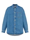 Loewe Anagram Logo-embroidered Denim Overshirt In Multi