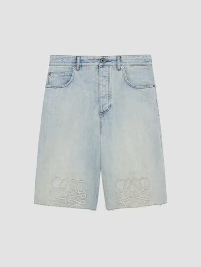 Loewe Men's Anagram Denim Shorts In Multi