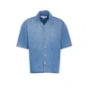 Loewe Men Anagram Denim Shortsleeves Shirt In Blue