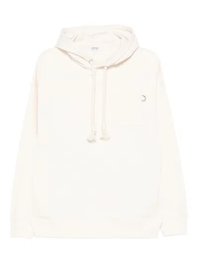 Loewe Kangaroo-pocket Drawstring Hoodie In White