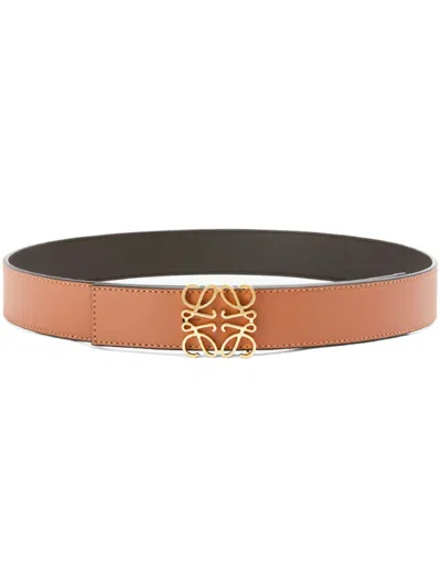 Loewe 4cm Anagram Reversible Leather Belt In Brown