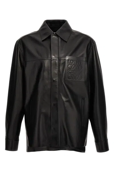 Loewe Men 'anagram' Leather Shirt In Black