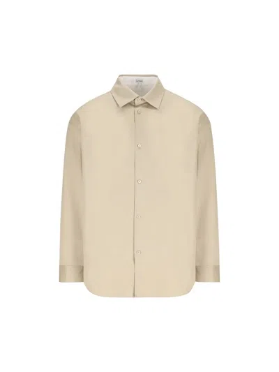 Loewe Men's Anagram Overshirt In Sandwhite