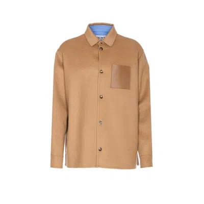 Loewe Men Anagram Overshirt In Brown