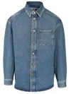 Loewe Anagram Logo-embroidered Denim Overshirt In Blue