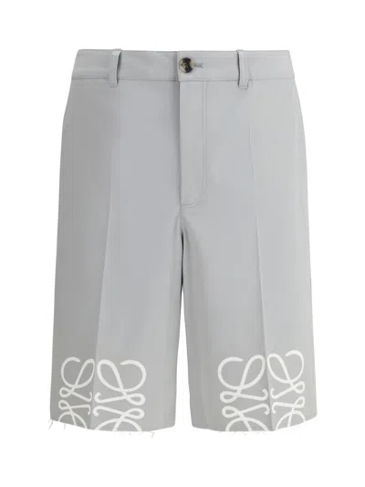 Loewe Men Cotton Anagram Shorts In Gray
