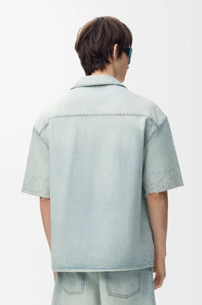 Loewe Men's Anagram Short-sleeve Shirt In Blue