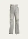 Loewe Anagram Wide-leg Jeans In Grey Melan