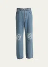 Loewe Anagram Mid-rise Straight Jeans In Mid Blu Den