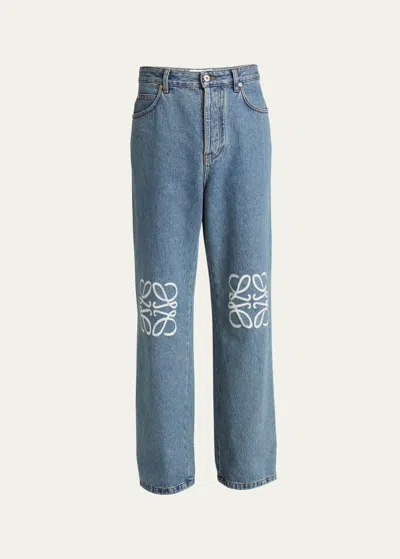 LOEWE MEN'S ANAGRAM STRAIGHT-LEG JEANS