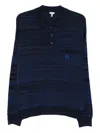 Loewe Logo-embroidered Striped Wool Polo In Blue