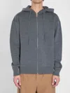 Loewe Anagram Zip Hoodie Featuring Drawstring Hood In Gray