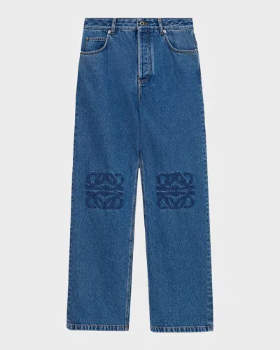 Loewe Men & Apos;s Anagram Denim Baggy-fit Jeans In Blue