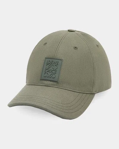 Loewe Men & Apos;s Anagram Patch Cotton Baseball Cap In Khaki Gree