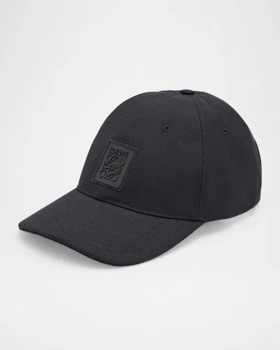 Loewe Men & Apos;s Anagram Patch Cotton Baseball Cap In Black