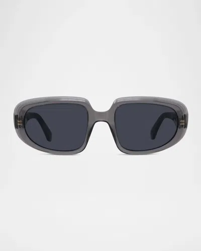 Loewe Men & Apos;s Anagram-temple Acetate Oval Sunglasses In Multi