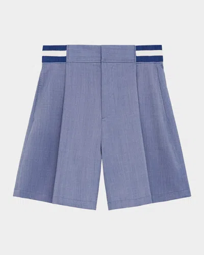 Loewe Logo-embroidered Striped-waist Shorts In Blue