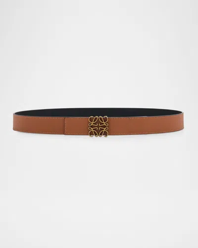 Loewe Men & Apos;s Reversible Anagram Leather Belt In Brown
