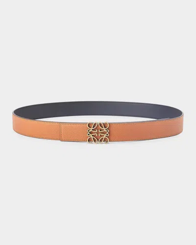 Loewe Men & Apos;s Reversible Anagram Leather Belt In Orange