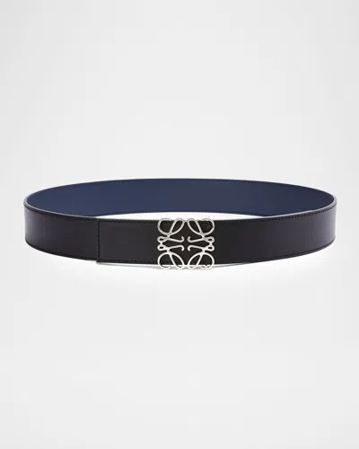 Loewe Men & Apos;s Reversible Anagram Leather Belt In Metallic
