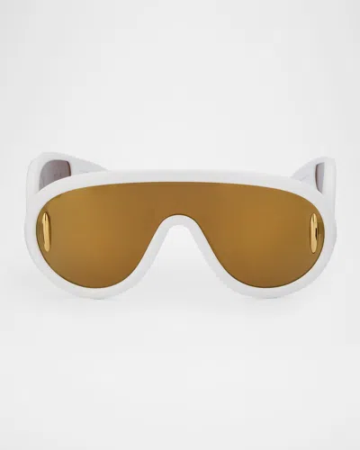 Loewe Men & Apos;s Wave Acetate Anagram-temple Mask Sunglasses In Brown