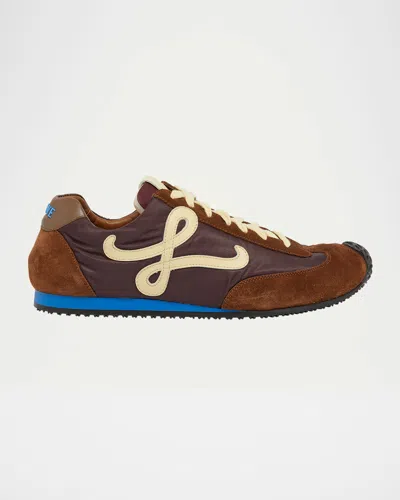 LOEWE MEN'S BALLET RUNNER 2.0 NYLON AND CALFSKIN LOW-TOP SNEAKERS