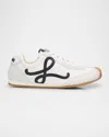 Loewe Men's Ballet Runner 2.0 Nylon And Calfskin Low-top Sneakers In Wht/blk/lt Tan