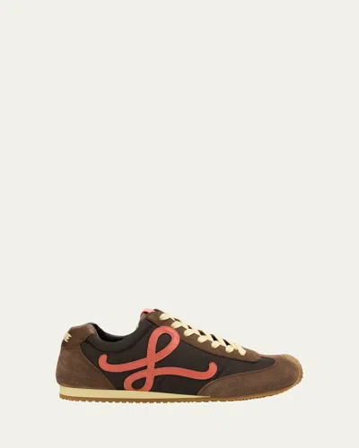 Loewe Ballet Runner 2.0 Suede-trimmed Sneakers In Burgundy