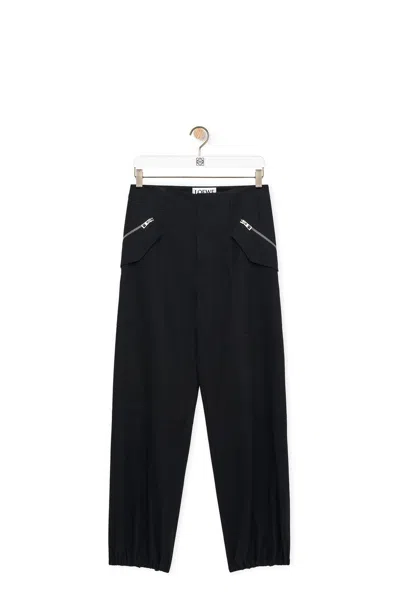Loewe Cotton Cargo Trousers In Black