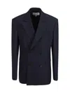 Loewe Unstructured Double-breasted Wool-blend Blazer In Multicolor