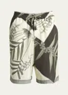 Loewe Men's Botanic Printed Shorts In Antrac/mlt