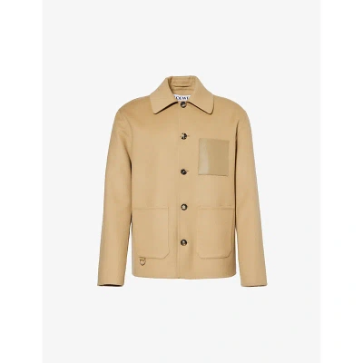 Loewe Mens Camel Workwear Brand-patch Wool And Cashmere-blend Jacket