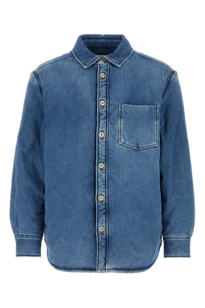 Loewe Long Sleeve Denim Shirt With Chest Pocket In Blue