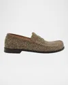 Loewe Men's Campo Brushed Suede Penny Loafers In Khaki Green