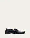Loewe Penny Strap Round Toe Stitched Detailing Loafers In Black