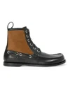 Loewe Rounded Toe Calfskin Bootie With Suede Inserts In Black