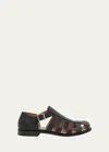 LOEWE MEN'S CAMPO LEATHER MARY JANE SANDALS